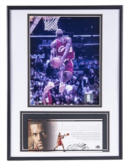 LeBron James 8x10 Photo and Signed Upper Deck Card In 12x16 Framed Display (Beckett)